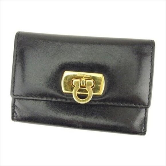 Salvatore Ferragamo Key case Ganchini Black leather Woman Authentic Used P830Sal - Picture 1 of 7